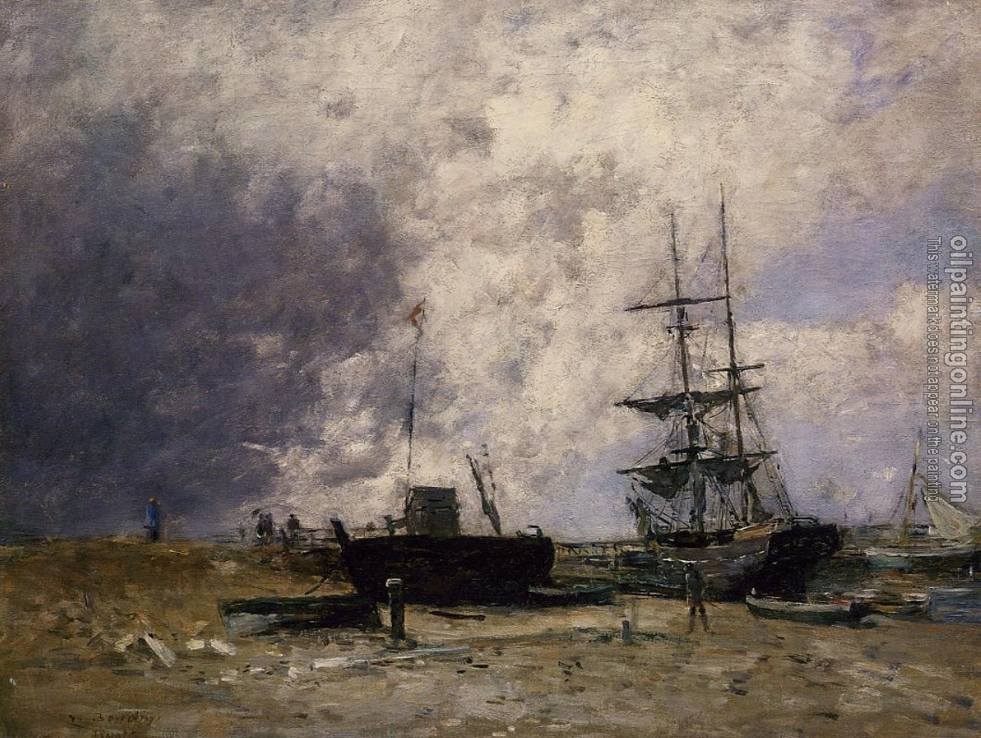 Boudin, Eugene - The Trouville Coastline, Low tide